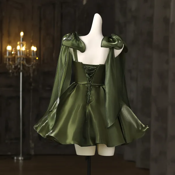 Chic Beautiful Dark Green Short Homecoming Sweet 16 Graduation Dresses 2025 Ball Gown