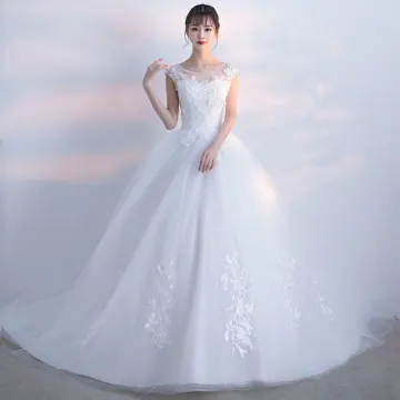 Chic Belle Blanche Robe De Mariée 2017 Appliques En Dentelle Tulle