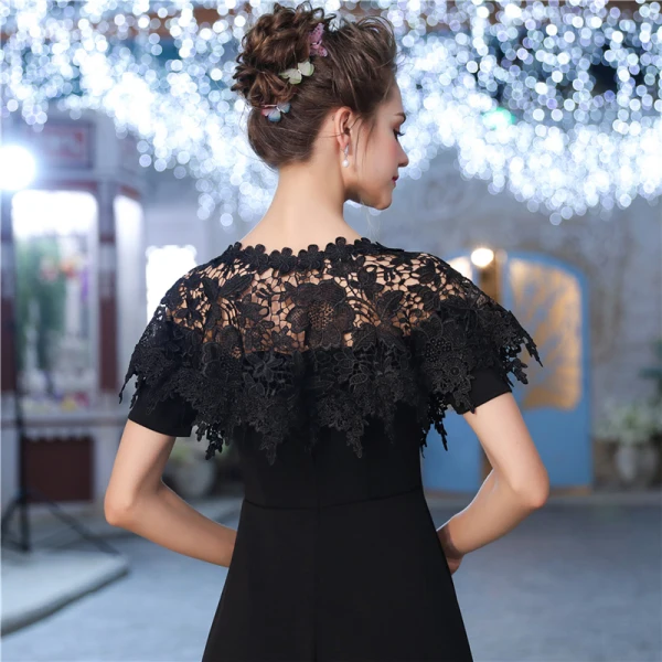 Noire Encolure Dégagée Lacer Tulle Soirée Promo Châles 2017