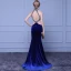 Modern / Fashion Navy Blue Evening Dresses  2018 Trumpet / Mermaid High Neck Tulle Backless Beading Rhinestone Evening Party Formal Dresses