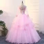 Flower Fairy Candy Pink Prom Dresses 2018 U-Neck Tulle Ball Gown Appliques Backless Beading Prom Formal Dresses