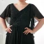 Klassisch Elegante Übergröße Abendkleider 2018 V-Ausschnitt A Linie Chiffon Schwarz Reißverschluss Applikationen Rückenfreies Perlenstickerei Abend Ballkleider