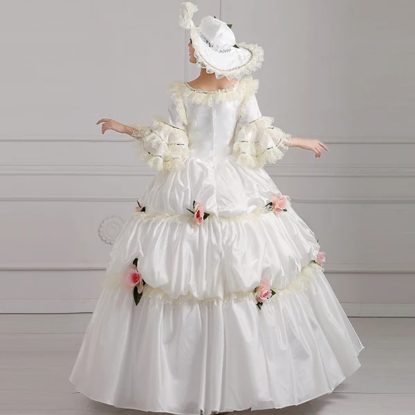 Vintage / Retro Ivory Puffy Ball Gown Prom Dresses 2018 U-Neck Tulle Lace-up 3/4 Sleeve Beading Flower Formal Dresses