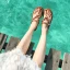 Bohême Luxe Marron Sandales Femme Plage Jardin / Extérieur Peep Toes / Bout Ouvert Été Perlage Cristal Faux Diamant Plate Sandales Chaussures Femmes 2019
