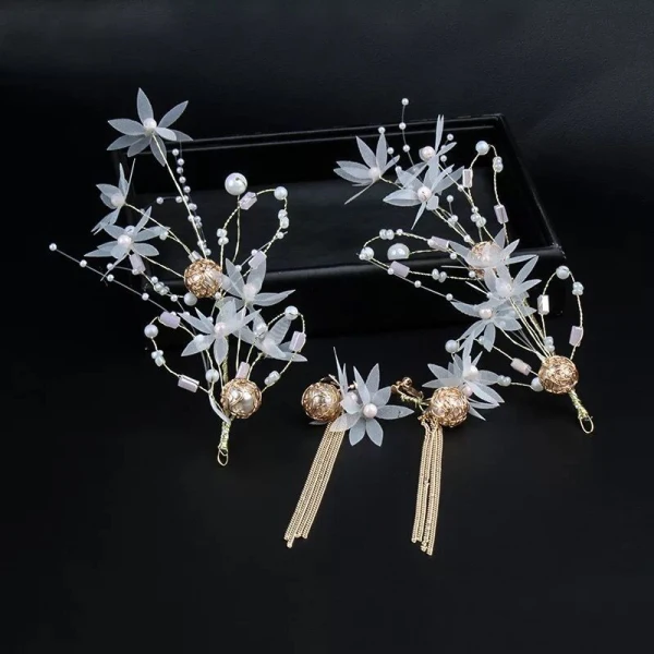Modern / Fashion White Earrings Headpieces Beading Flower Pearl Metal Prom Wedding Accessories 2019