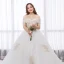 Chic / Belle Blanche Robe Boule Grande Taille Robe De Mariée 2019 Dentelle Tulle Appliques Dos Nu Faux Diamant Bustier Chapel Train Mariage