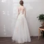 Chic / Beautiful White Evening Dresses  2019 A-Line / Princess U-Neck Lace Tulle Appliques Backless Embroidered Beach Church Formal Dresses