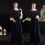 Vintage / Retro Medieval Navy Blue Evening Dresses  2021 A-Line / Princess Square Neckline 3/4 Sleeve Lace Floor-Length / Long Lace Satin Tulle Evening Party Formal Dresses