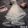 Affordable 2017 Red White Lace Appliques Tulle Wedding Veils
