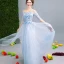 Chic / Beautiful Sky Blue Evening Dresses  2017 A-Line / Princess Strapless Lace 1/2 Sleeves Appliques Embroidered Handmade  Evening Party Party Dresses