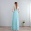 Modern / Fashion Pool Blue Floor-Length / Long Evening Dresses  2018 U-Neck Chiffon Appliques Backless Beading Pearl Pierced Evening Party Formal Dresses