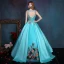 Flower Fairy Jade Green Floor-Length / Long Ball Gown Prom Dresses 2018 Ankle Strap Charmeuse U-Neck Appliques Formal Dresses