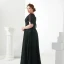 Klassisch Elegante Übergröße Abendkleider 2018 V-Ausschnitt A Linie Chiffon Schwarz Reißverschluss Applikationen Rückenfreies Perlenstickerei Abend Ballkleider
