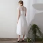 Classic Elegant White Tea-length Evening Dresses  2018 A-Line / Princess Tulle Lace-up With Shawl Evening Party Formal Dresses