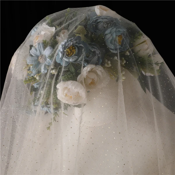 Sparkly Bling Bling Champagne Korte Brudeslør 2019 Tyll Beading Paljetter Glitter Bryllup Tilbehør