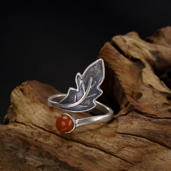 Vintage Retro Silver Handmade Leaf Faith Ring Sterling Silver Rave Club Rings 2019 Accessories