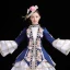Vintage / Retro Medieval White Navy Blue Ball Gown Prom Dresses 2021 Long Sleeve High Neck Floor-Length / Long 3D Lace Embroidered Flower Cosplay Prom Formal Dresses