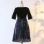 Étourdissant Scintillantes Noire Grande Taille Robe De Fete 2020 Princesse 1/2 Manches Col v profond Perlage Paillettes Mi-Longues de retour Soirée Été Robe De Ceremonie