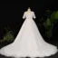 Unique Ivory / Creme Plus Größe Ballkleid Brautkleider / Hochzeitskleider 2021 V-Ausschnitt Gekreuzte Träger Kurze Ärmel Rückenfreies Glanz Pailletten Einfarbig Kapelle-Schleppe Hochzeit