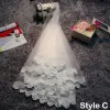 Affordable 2017 Red White Lace Appliques Tulle Wedding Veils