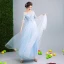 Chic / Beautiful Sky Blue Evening Dresses  2017 A-Line / Princess Strapless Lace 1/2 Sleeves Appliques Embroidered Handmade  Evening Party Party Dresses