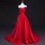 Modest / Simple Burgundy Evening Dresses  2017 A-Line / Princess Zipper Striped Charmeuse Strapless Evening Party Formal Dresses