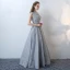 Chic / Beautiful Evening Dresses  Grey 2017 V-Neck Crossed Straps Appliques Backless Embroidered Leopard Print Printing Charmeuse Lace Cocktail Party Evening Party Sleeveless A-Line / Princess