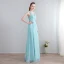 Modern / Fashion Pool Blue Floor-Length / Long Evening Dresses  2018 U-Neck Chiffon Appliques Backless Beading Pearl Pierced Evening Party Formal Dresses