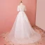 Schöne Weiß Kapelle-Schleppe Hochzeit 2018 A Linie U-Ausschnitt Tülle Strass Applikationen Rückenfreies Perlenstickerei Brautkleider