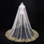Unique Champagne Mariage Tulle En Dentelle Appliques Voile De Mariée 2018