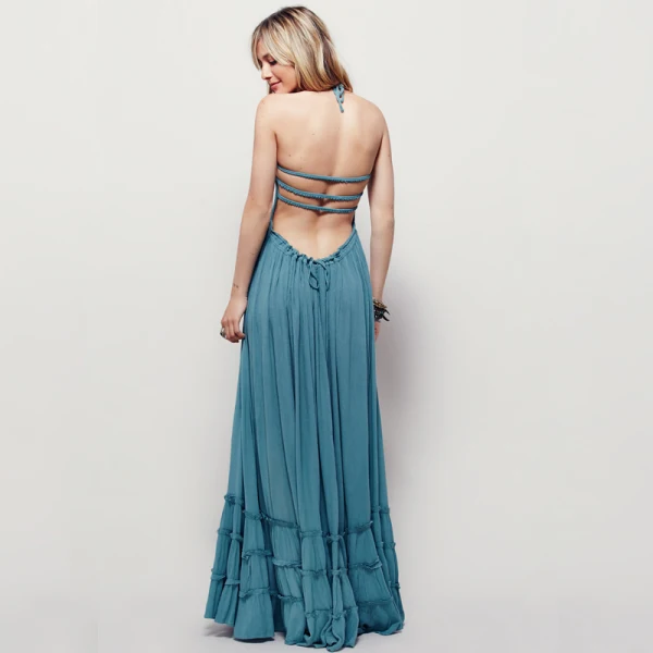 Modest / Simple Blushing Pink Floor-Length / Long Maxi Dresses 2018 A-Line / Princess Beach Strappy Rayon Spaghetti Straps Summer Women's Clothing