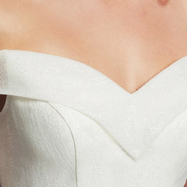 Glitzernden Bling Bling Weiß Ballkleid Brautkleider / Hochzeitskleider 2020 Gekreuzte Träger Off Shoulder Rückenfreies Perlenstickerei Pailletten Kapelle-Schleppe Hochzeit