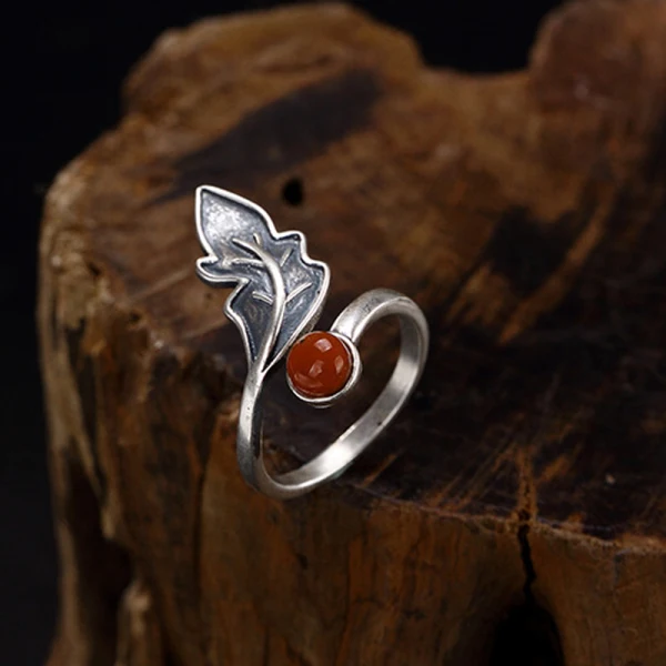 Vintage / Originale Argenté Fait main Feuille Foi Bague Argent sterling Club de carnaval Anneaux 2019 Accessorize