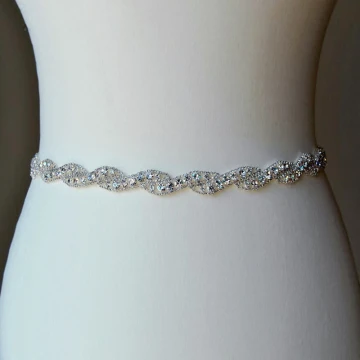Fine Hvit Bånd 2020 Metall Satin Beading Rhinestone Bryllups Bryllup Ball Tilbehør