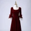 Vintage / Retro Medieval Navy Blue Evening Dresses  2021 A-Line / Princess Square Neckline 3/4 Sleeve Lace Floor-Length / Long Lace Satin Tulle Evening Party Formal Dresses