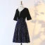 Étourdissant Scintillantes Noire Grande Taille Robe De Fete 2020 Princesse 1/2 Manches Col v profond Perlage Paillettes Mi-Longues de retour Soirée Été Robe De Ceremonie