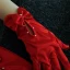 Klassisk Elegant Rød Brudehansker 2020 Satin Beading Perle Ball Bryllup Tilbehør