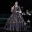 Vintage / Retro Classic Medieval Grey Evening Dresses 2021 Beading Pearl Embroidered Floor-Length / Long U-Neck 1/2 Sleeves Cosplay Dancing Winter Ball Gown Prom Dresses