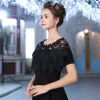 Black Scoop Neck Lace-up Tulle Evening Party Prom Shawls 2017