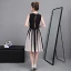 Classic Elegant Black Graduation Dresses 2017 A-Line / Princess U-Neck Tulle Buttons Striped Homecoming Formal Dresses