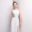Modest / Simple White Evening Dresses  2018 A-Line / Princess Floor-Length / Long U-Neck Zipper Polyester Evening Party Formal Dresses