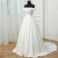 Simple Blanche Mariage 2017 Princesse Bustier Bretelles croisées Rayé Dos Nu Lanières Tribunal Train Robe De Mariée