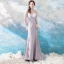 Luxury / Gorgeous Grey 2018 Evening Dresses  Summer Trumpet / Mermaid Tulle Lace High Neck Floor-Length / Long Long Sleeve Beading Appliques Backless Evening Party Formal Dresses