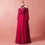 Classique Élégant Rouge Grande Taille 2018 Robe De Soirée Princesse En Dentelle Satin Col Haut Bretelles croisées Appliques Dos Nu Été Manches Longues Soirée Robe De Ceremonie