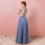 Chic / Beautiful Ocean Blue Plus Size Prom Dresses 2018 A-Line / Princess Summer Short Sleeve Tulle Lace-up Scoop Neck Crossed Straps Appliques Backless Evening Party Evening Dresses