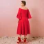 Modest / Simple Red Plus Size Evening Dresses  2018 A-Line / Princess 3/4 Sleeve Zipper Up Zipper Charmeuse Strapless Spring Evening Party Formal Dresses