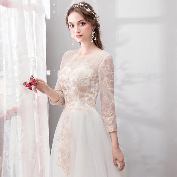 Chic / Beautiful White Evening Dresses 2019 A-Line / Princess U-Neck Lace Tulle Appliques Backless Embroidered Beach Church Formal Dresses