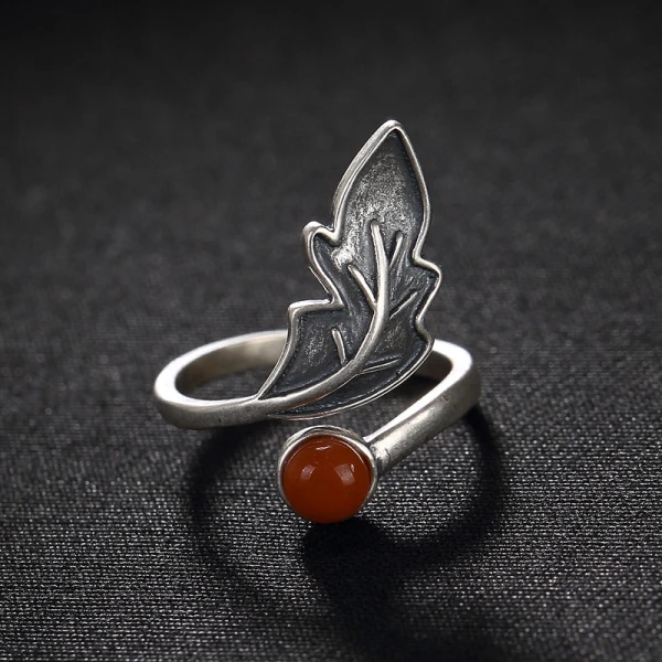 Vintage / Originale Argenté Fait main Feuille Foi Bague Argent sterling Club de carnaval Anneaux 2019 Accessorize