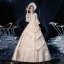 Vintage / Retro Medieval Champagne Ball Gown Prom Dresses 2021 Square Neckline Zipper Up 3/4 Sleeve Floor-Length / Long Handmade  Beading Cosplay Formal Dresses