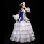 Vintage / Retro Medieval White Navy Blue Ball Gown Prom Dresses 2021 Long Sleeve High Neck Floor-Length / Long 3D Lace Embroidered Flower Cosplay Prom Formal Dresses
